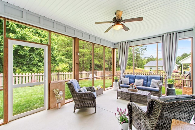 1155 Rudder Cir, Salisbury, NC 28146 - sunroom / solarium with an outdoor hangout area and ceiling fan