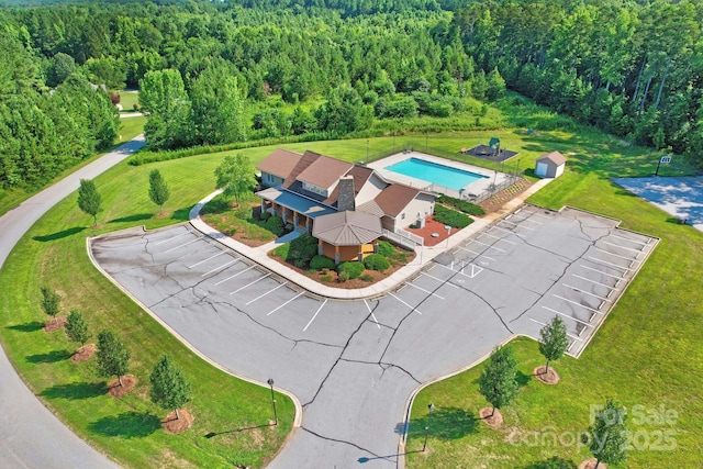 1155 Rudder Cir, Salisbury, NC 28146 - aerial view of a pool and a heavily wooded area