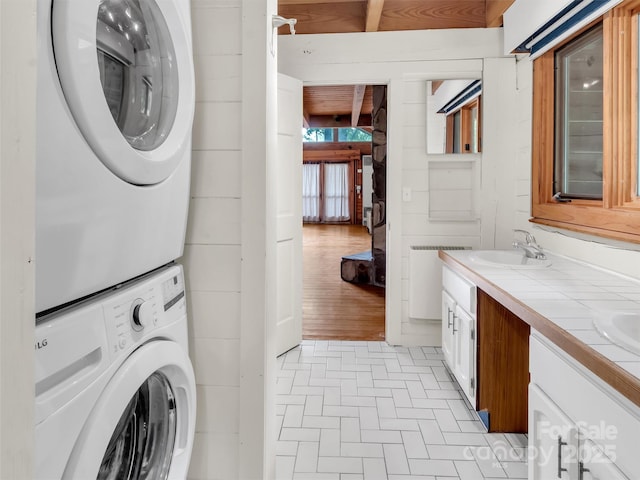 429 Biodome Dr, Waynesville, NC 28785 - laundry area with stacked washer / dryer