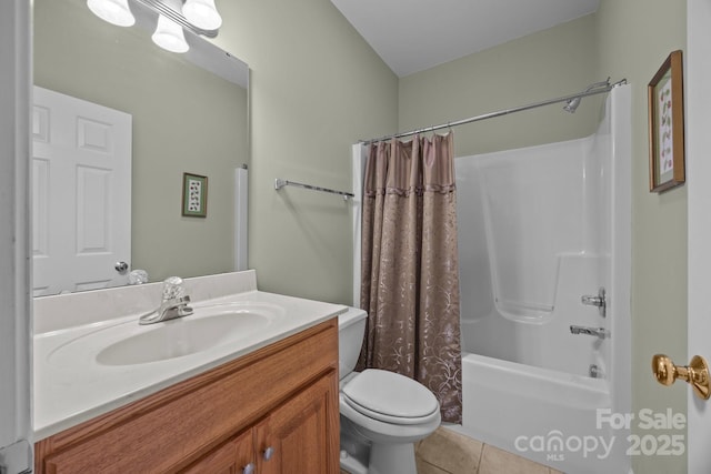 10501 Mount Olive Estates Dr Unit 7, Mount Pleasant, NC 28124 - full bathroom with vanity, shower / bath combination with curtain, toilet, and tile patterned floors