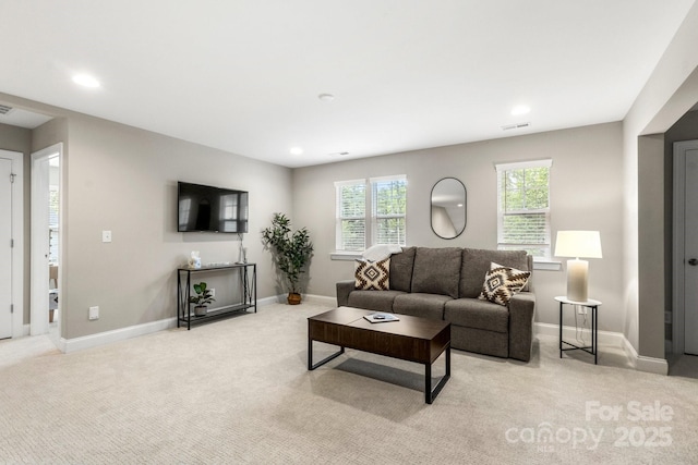 4189 Island Fox Ln, Denver, NC 28037 - living room with light carpet, recessed lighting, and baseboards