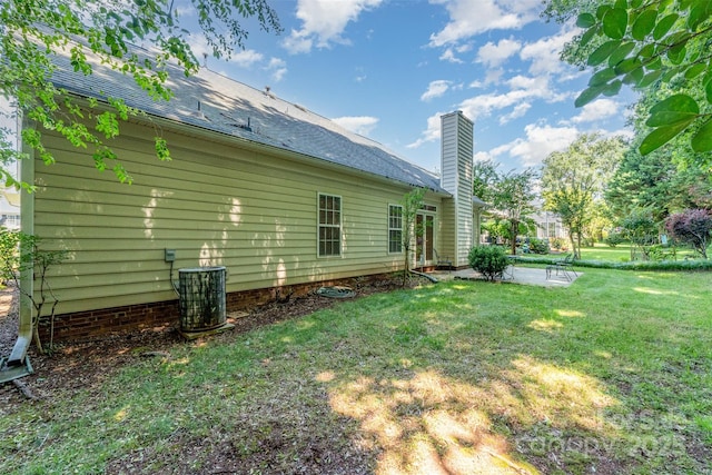 9419 Olivia Ln, Charlotte, NC 28277 - rear view of property with a patio area, a yard, a chimney, and french doors