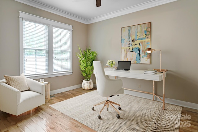 1 E Owl Creek Ln, Fairview, NC 28730 - office area with plenty of natural light, wood finished floors, baseboards, and crown molding