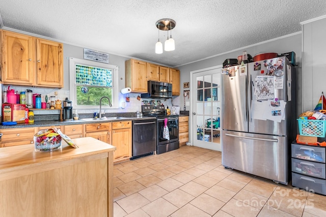 1691 Hill River Rd, Hiddenite, NC 28636 - kitchen featuring electric stove, black microwave, freestanding refrigerator, dishwasher, and a sink