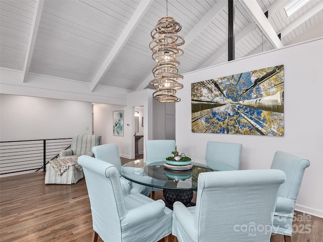 6 Lakeway Cir, Weaverville, NC 28787 - dining room with wood finished floors, a chandelier, and baseboards