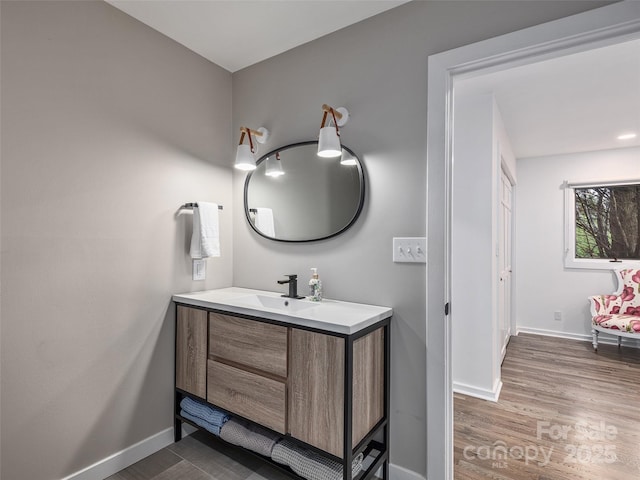 6 Lakeway Cir, Weaverville, NC 28787 - bathroom with vanity, baseboards, and wood finished floors