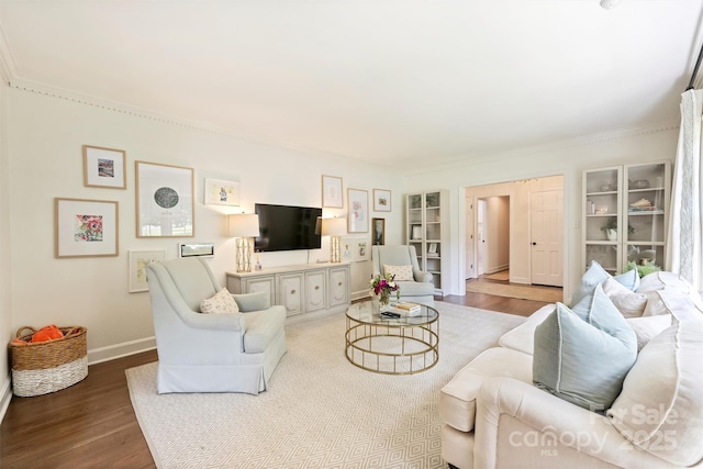 7022 Lancer Dr, Charlotte, NC 28226 - living area with wood finished floors and ornamental molding