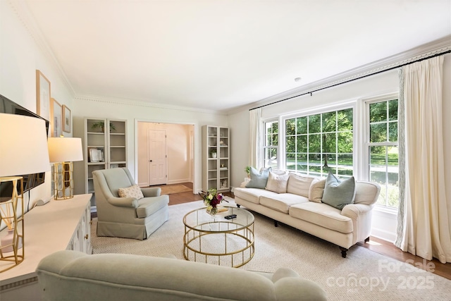 7022 Lancer Dr, Charlotte, NC 28226 - living room featuring crown molding and wood finished floors