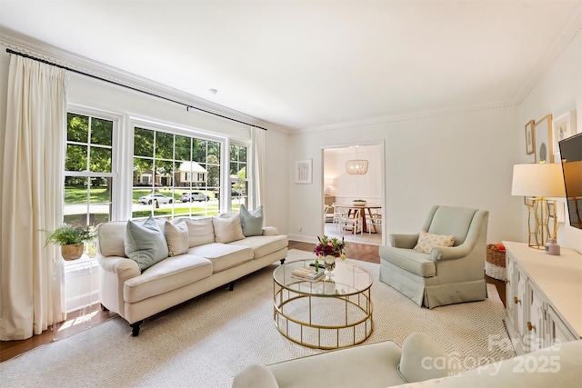 7022 Lancer Dr, Charlotte, NC 28226 - living room featuring wood finished floors and ornamental molding