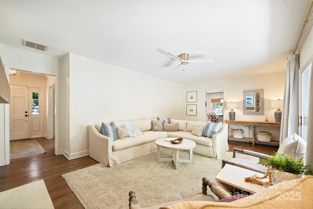 7022 Lancer Dr, Charlotte, NC 28226 - living area featuring ceiling fan and wood finished floors