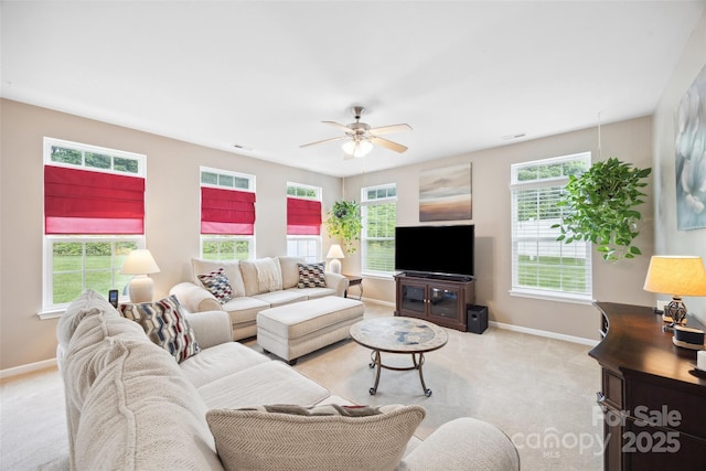 444 Battery Cir, Clover, SC 29710 - living area featuring light colored carpet and ceiling fan