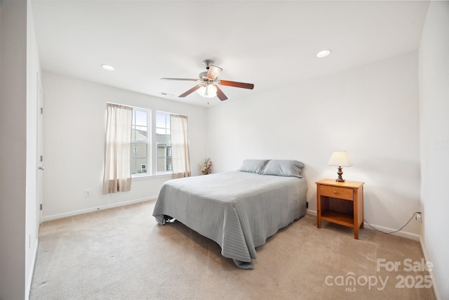 444 Battery Cir, Clover, SC 29710 - bedroom with light colored carpet, a ceiling fan, and recessed lighting