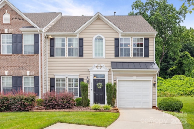 444 Battery Cir, Clover, SC 29710 - view of front facade with a shingled roof, concrete driveway, an attached garage, and a front yard