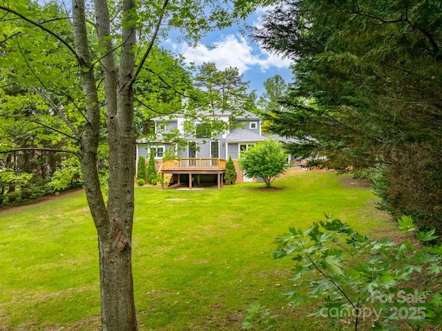 74 Eastmoor Dr, Asheville, NC 28805 - view of green lawn featuring a wooden deck