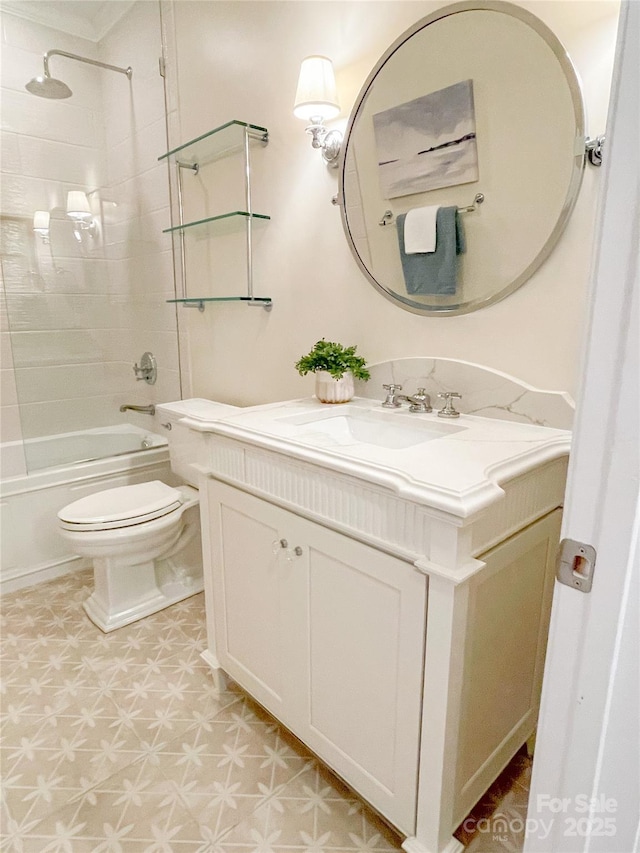 1006 Phar Lap Dr, Indian Trail, NC 28079 - full bath featuring vanity, toilet, shower / bathtub combination, and tile patterned floors