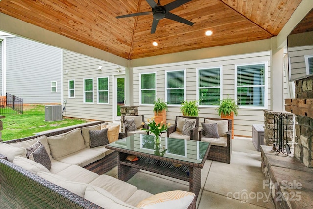 5130 Watersail Way, Clover, SC 29710 - view of patio / terrace featuring an outdoor living space, central AC, and ceiling fan