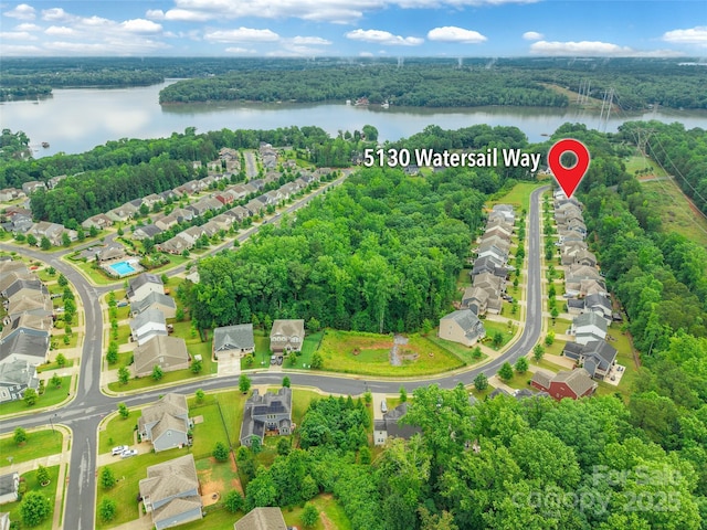 5130 Watersail Way, Clover, SC 29710 - aerial view of residential area featuring a nearby body of water and a forest