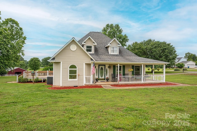112 Ocean Dr, Shelby, NC 28152 - view of front of house with a porch, a front lawn, and a shingled roof