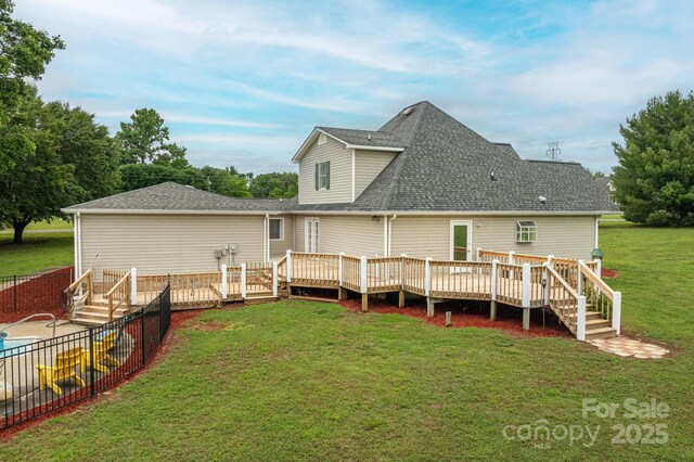 112 Ocean Dr, Shelby, NC 28152 - back of house with a wooden deck and a shingled roof