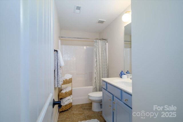 4323 Bright Rd, Charlotte, NC 28214 - full bathroom with vanity, shower / tub combo, toilet, and tile patterned floors