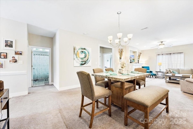 620 River Birch Dr, Salisbury, NC 28146 - dining room featuring a chandelier, light carpet, plenty of natural light, and baseboards