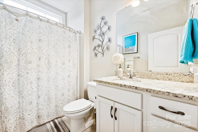 620 River Birch Dr, Salisbury, NC 28146 - bathroom featuring vanity, toilet, and a shower with shower curtain