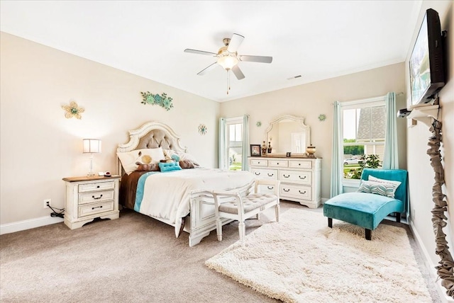 620 River Birch Dr, Salisbury, NC 28146 - bedroom with light colored carpet, baseboards, and ceiling fan