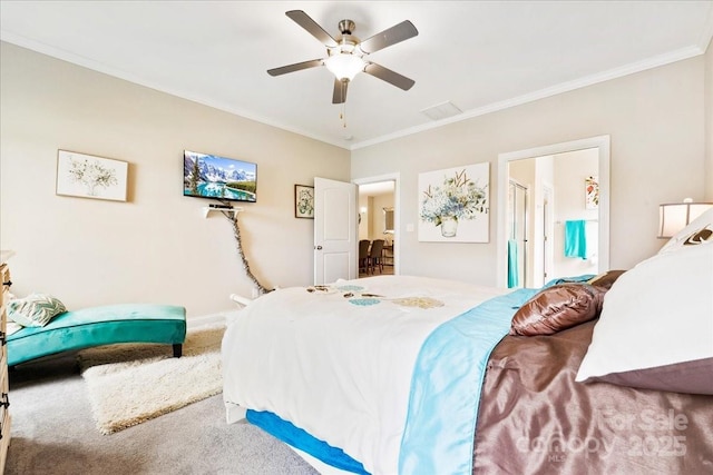 620 River Birch Dr, Salisbury, NC 28146 - carpeted bedroom featuring crown molding and a ceiling fan