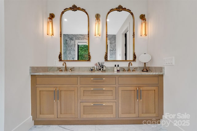 38 Thistle Ln, Fletcher, NC 28732 - bathroom featuring double vanity and marble finish floors