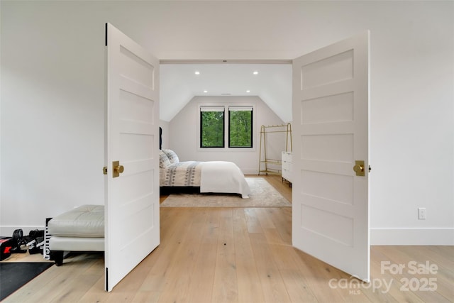 38 Thistle Ln, Fletcher, NC 28732 - bedroom with lofted ceiling, light wood-type flooring, recessed lighting, and baseboards