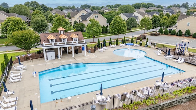 150 W Morehouse Ave, Mooresville, NC 28117 - community pool featuring a residential view and a patio area