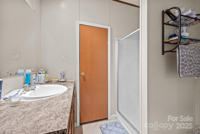 112 Cordella Rd, Candler, NC 28715 - bathroom with a stall shower and vanity