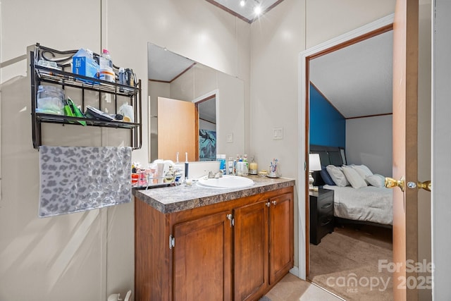 112 Cordella Rd, Candler, NC 28715 - bathroom with ensuite bathroom, vanity, and vaulted ceiling