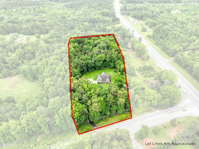 5369 Concord Rd, York, SC 29745 - aerial overview of property's location with a forest and property boundaries highlighted