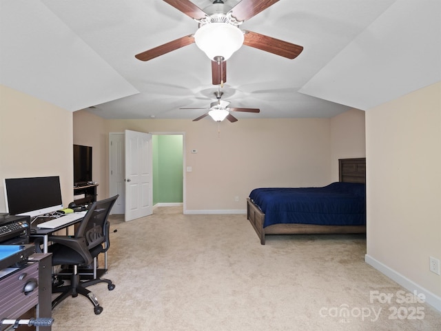 5369 Concord Rd, York, SC 29745 - bedroom with light carpet, an office area, baseboards, and a ceiling fan
