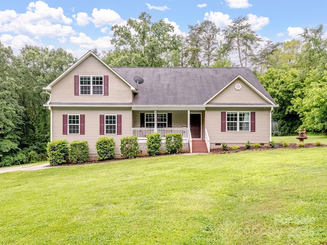 5369 Concord Rd, York, SC 29745 - view of front of home with covered porch, crawl space, a front yard, and a shingled roof