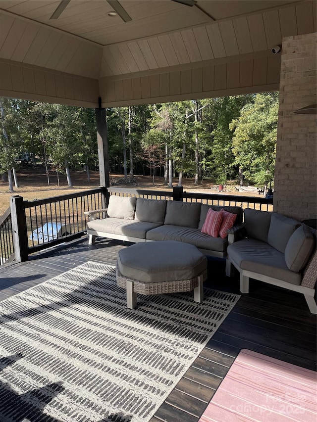 1427 Kinks Ln Unit 47, Maiden, NC 28650 - wooden terrace featuring ceiling fan and an outdoor living space