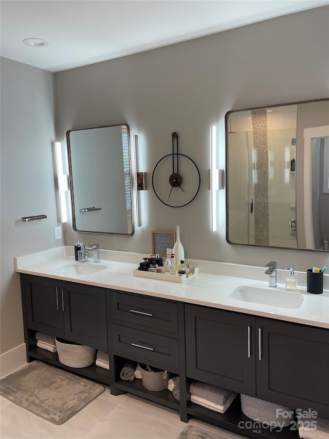 1427 Kinks Ln Unit 47, Maiden, NC 28650 - bathroom with double vanity and a stall shower