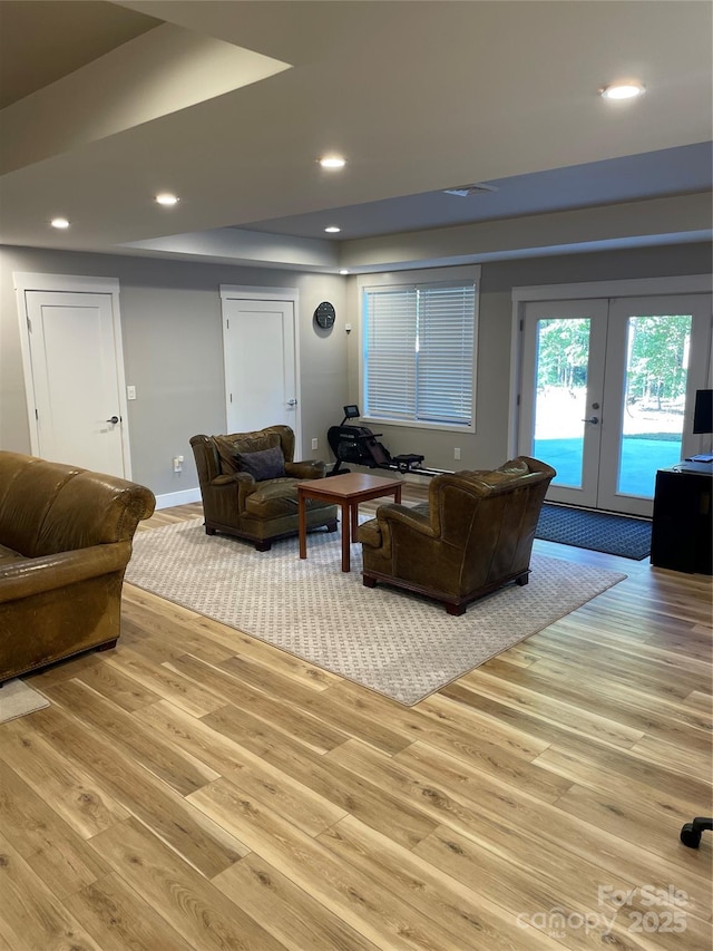1427 Kinks Ln Unit 47, Maiden, NC 28650 - living room with french doors, light wood-style floors, and recessed lighting