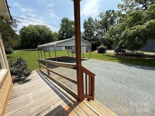 6018 Unionville Rd, Monroe, NC 28110 - wooden terrace with a yard and a carport