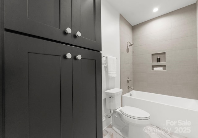 20000 Schooner Dr, Cornelius, NC 28031 - full bathroom with toilet, shower / bathtub combination, and recessed lighting