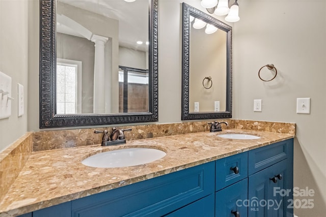 1009 Jerry Ln, Matthews, NC 28105 - bathroom with double vanity and decorative columns