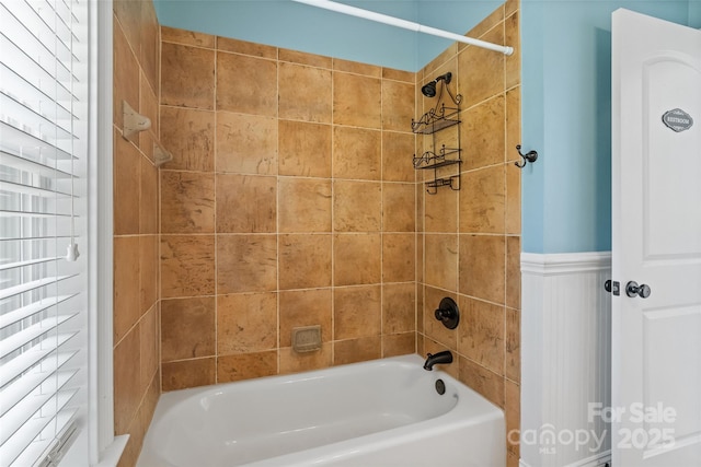 1009 Jerry Ln, Matthews, NC 28105 - bathroom with tub / shower combination and wainscoting