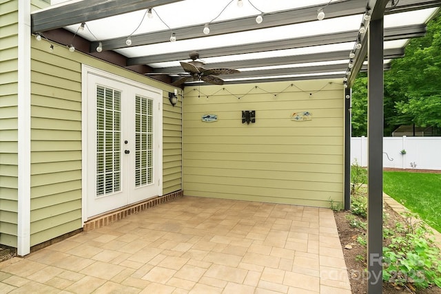 1009 Jerry Ln, Matthews, NC 28105 - view of patio / terrace featuring french doors and ceiling fan