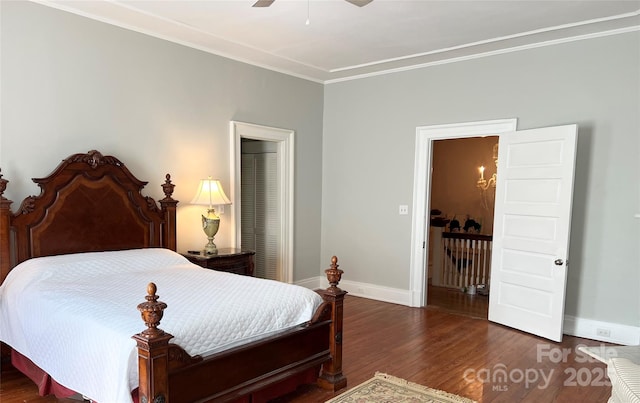 530 E Rutledge Ave, Gaffney, SC 29340 - bedroom featuring wood finished floors, crown molding, and a ceiling fan