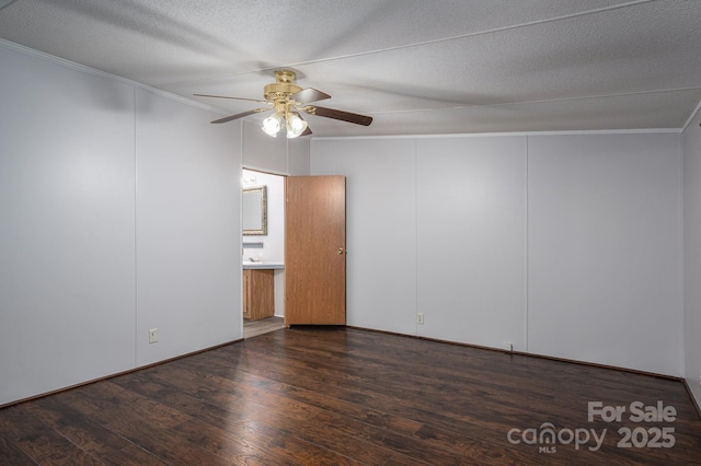 6903 Knottywood Ln Unit 21, Vale, NC 28168 - empty room with a ceiling fan, crown molding, wood finished floors, and a textured ceiling
