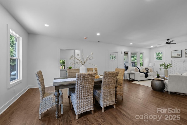 1922 Thomas Ave, Charlotte, NC 28205 - dining area featuring plenty of natural light, wood finished floors, recessed lighting, and ceiling fan
