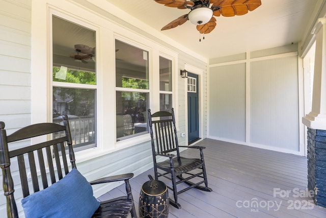 1922 Thomas Ave, Charlotte, NC 28205 - wooden porch with a ceiling fan