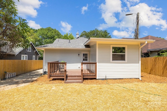 1922 Thomas Ave, Charlotte, NC 28205 - rear view of property with a wooden deck, a fenced backyard, and roof with shingles