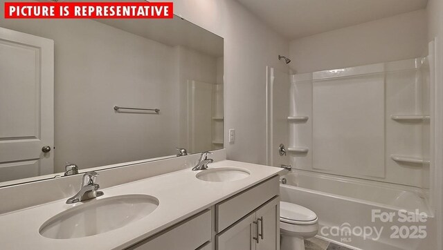 8036 Kennesaw Dr, Gastonia, NC 28056 - full bath with toilet, double vanity, and washtub / shower combination